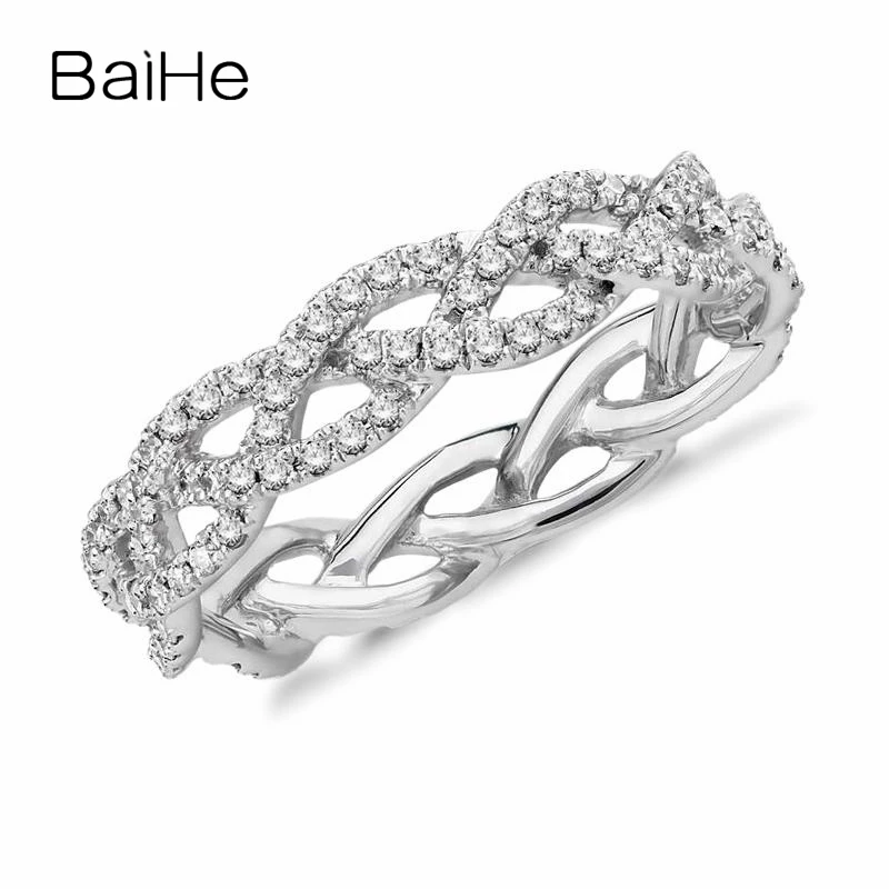 BAIHE однотонное 18K Белое Золото 0.51ct H/SI круглые свадебные плохие натуральные