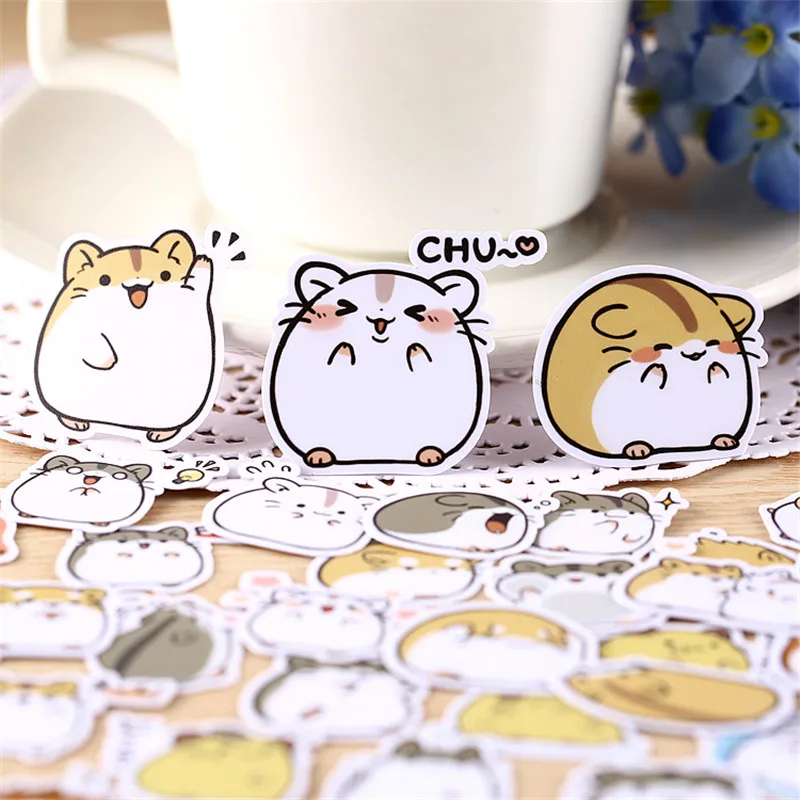 

38 pcs Beautiful cute Mini Hamster student paper sticker decoration DIY diary scrapbooking label sticker kawaii stationery