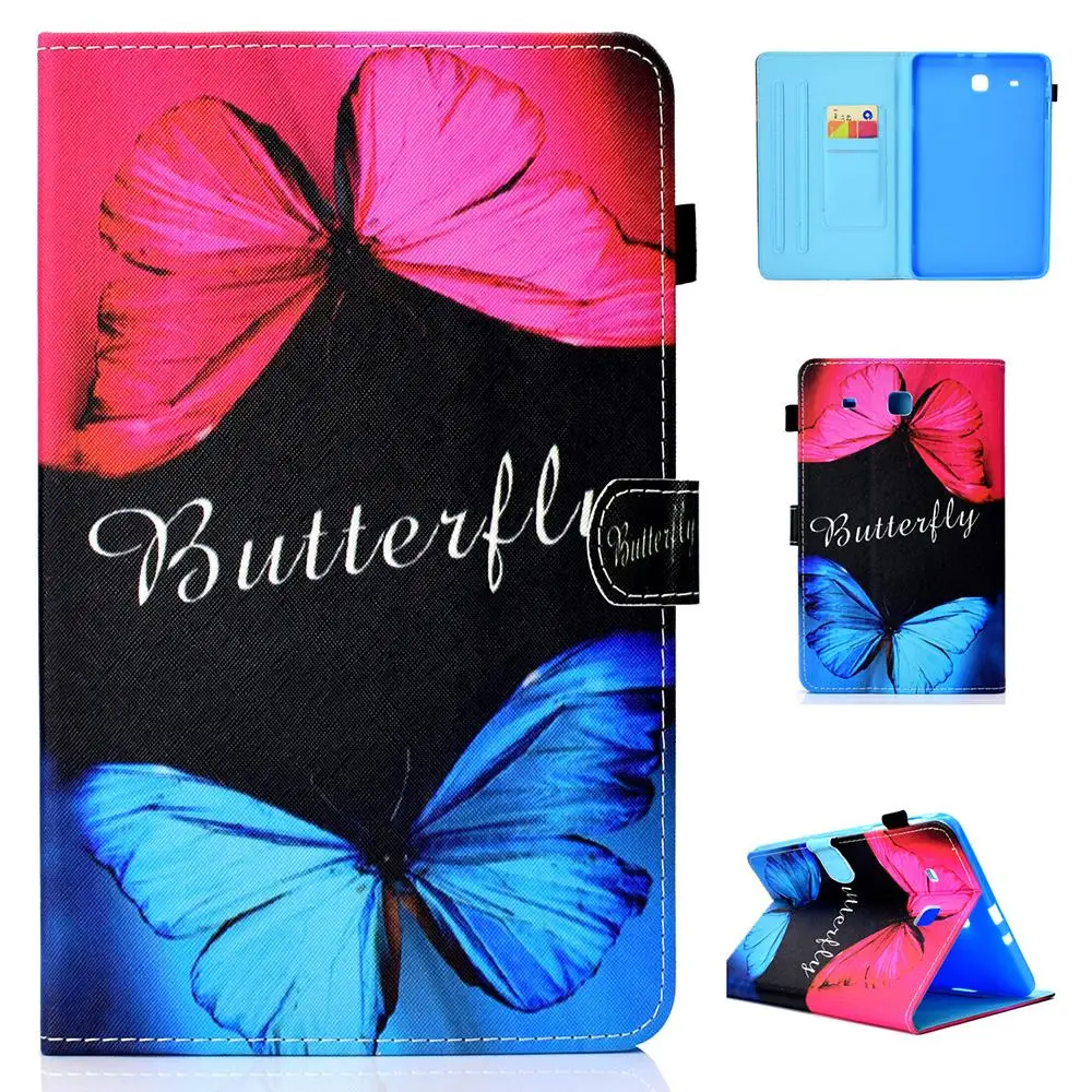 Fashion Cartoon Pattern Tablet PC Wallet Card Slot Case for Samsung Galaxy Tab E 9.6 T560 T561 Stand Flip Cover coque | Компьютеры и