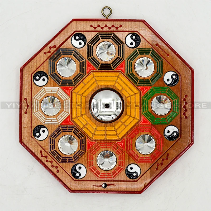Китайское зеркало Fengshui Peach Bagua с 8 гексаграммами для украшения дома|Статуэтки и
