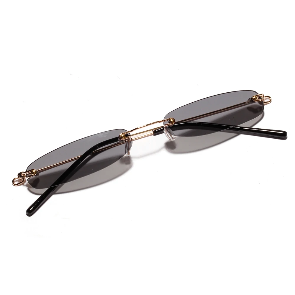 Peekaboo Rimless Tiny Narrow Rectangle Sunglasses 2019 | Candy Color Thin Sun Glasses for Men and Women | Clear Lens UV400 image 2