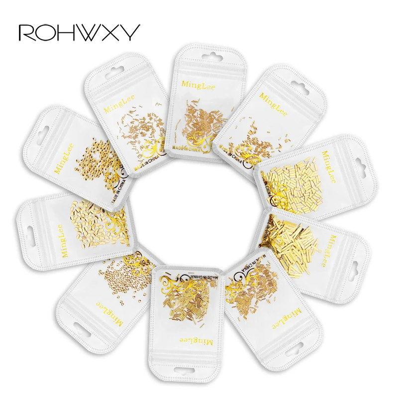 ROHWXY 3D украшение для ногтей DIY Золотой сплав Блестящий Шарм звезда с плоской
