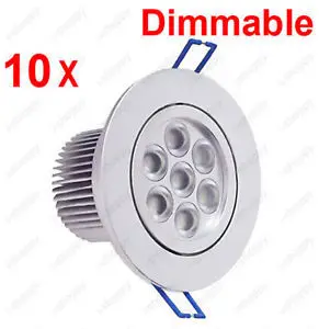 10X Dimmable 7W LED Recessed Ceiling Downlight Cabinet Light Fixture Lamp Bulb