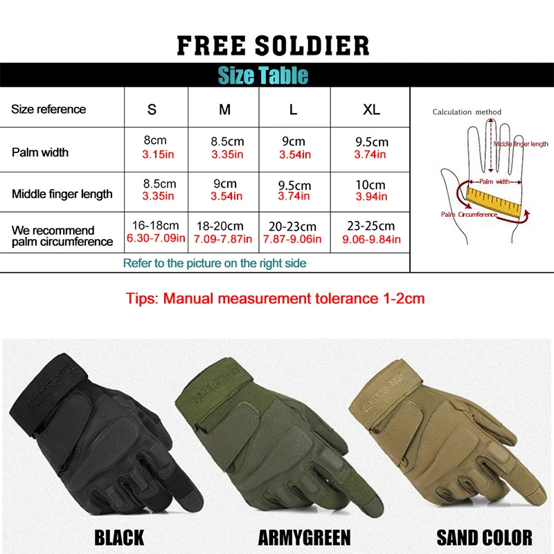 FREE SOLDIER Тактические спортивные износостойкие противоскользящие перчатки, с закрытыми пальцами