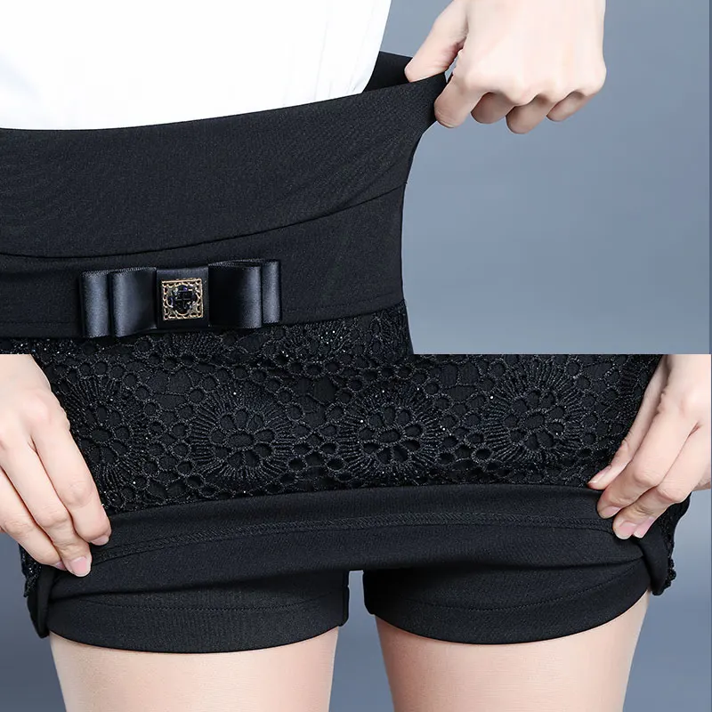 

SHINYMORA Fashion Shorts Skirts Women Summer Sexy Mini Skirt 2017 New OL Ladies Work Wear Lace Flower Female Hot Shorts S-5XL