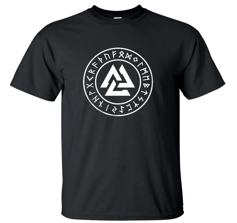 Valknut с рунами футболка Asatru языческих германские мистический Символ