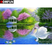 homfun 5d diy diamond painting full squareround drill swan lake embroidery cross stitch gift home decor gift a07907