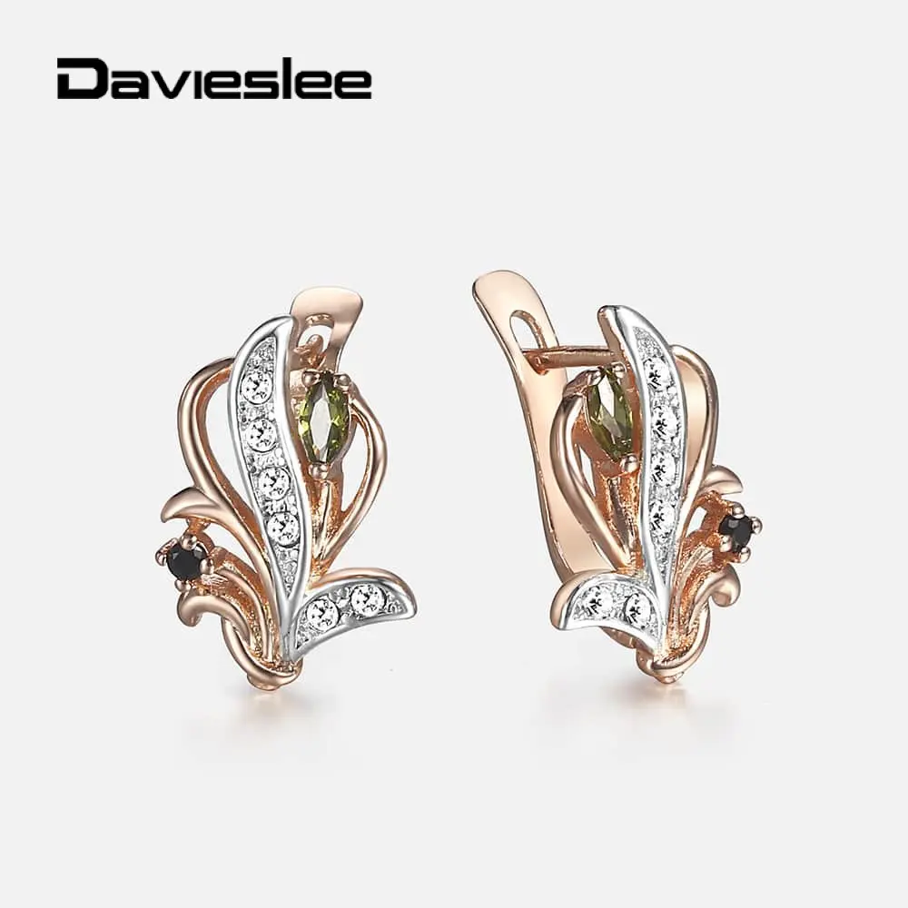 Женские серьги гвоздики Davieslee элегантные в форме цветка розового золота 585 пробы