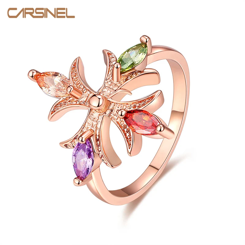 CARSINEL CZ разноцветные ювелирные изделия Модные кольца для женщин очаровательные