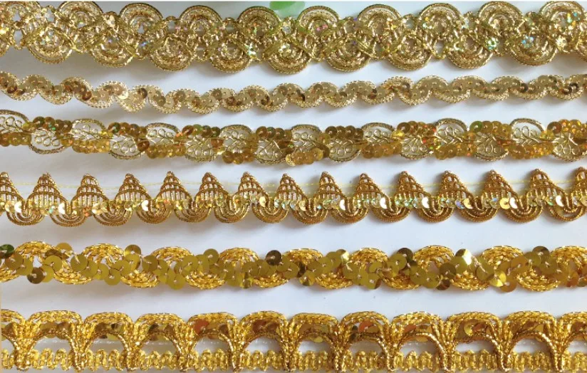 10 yard/lot 1-2.5cm width gold braid fabric embroidery tapes lace trim ribbon G33L477L180724D | Дом и сад