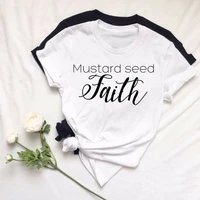 mustard seed faith christian slogan t shirt casual funny faith vintage tee unisex bible grunge cotton outfits girl quote tops