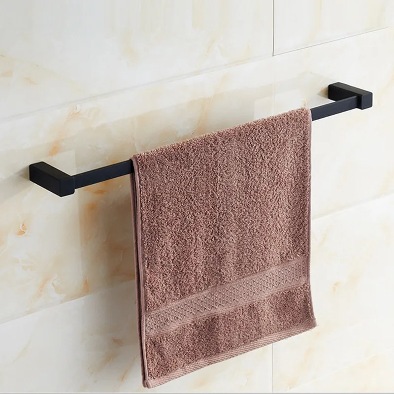 

Free shipping New modern design black lacquered color bathroom accessories stainless steel single and double towel bars rack