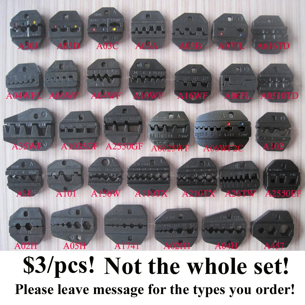 

Die Sets for AM-10 Pneumatic Crimping Tool and EM-6B1/2 Electrical Crimping Tools and cable pliers LS LY AN AP ($3/pcs)