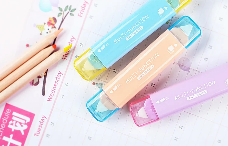 1Pcs Kawaii Two In One Mini Double Head Correction Tape Adhesive Tape Glue Learning Stationery