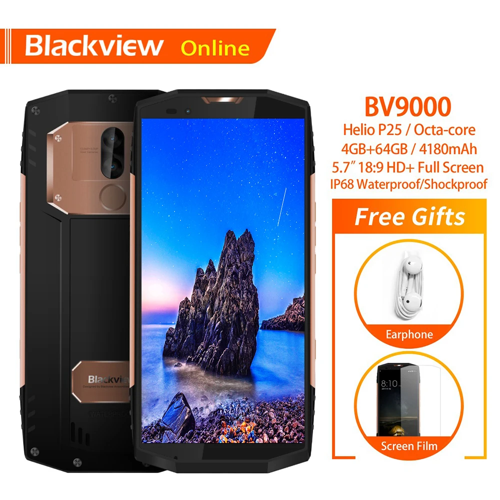 Blackview BV9000 5,7 дюймов IP68 водонепроницаемый смартфон 4 Гб+ 64 Гб Helio P25 Восьмиядерный FHD 18:9 4180 мАч 13,0 МП NFC 4G мобильный телефон