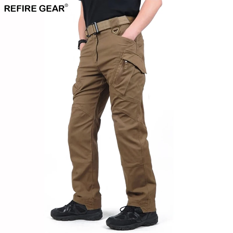 Мужские брюки ReFire Gear IX9 хлопковые для походов альпинизма с множеством карманов