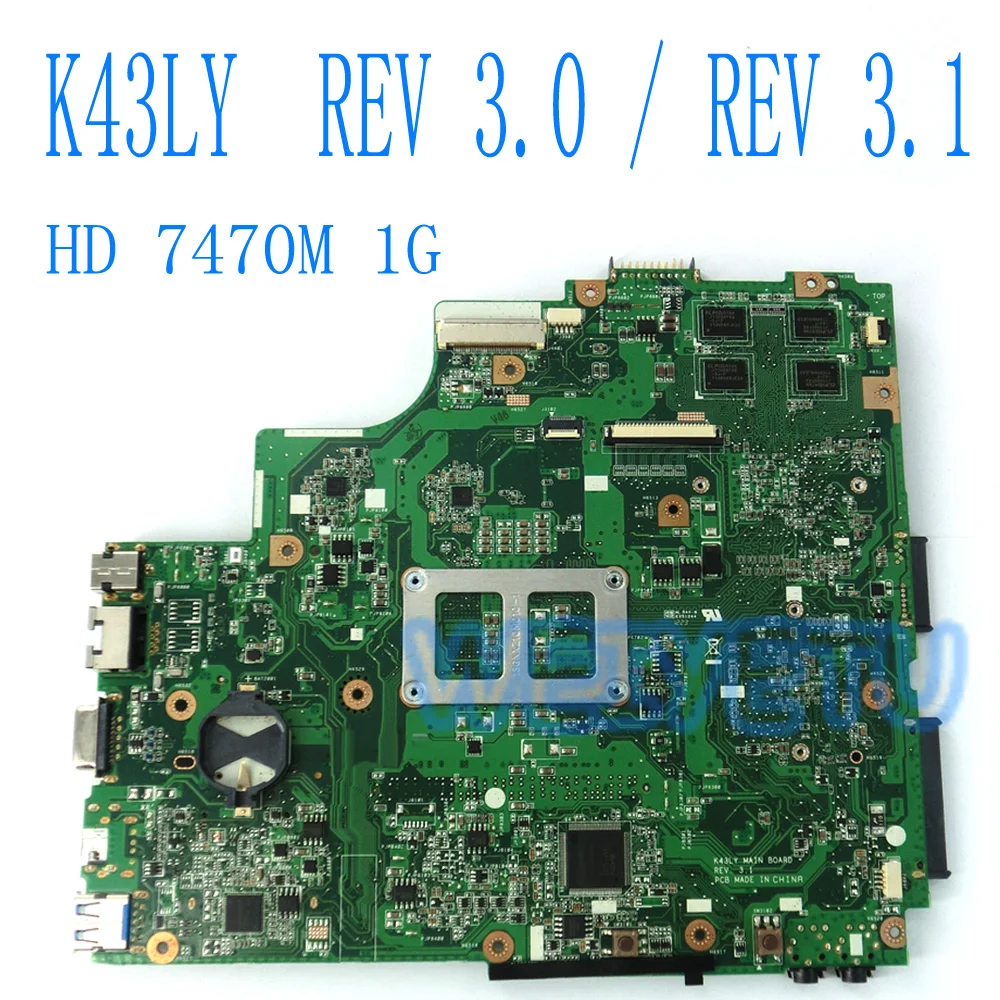 Материнская плата для ноутбука K43LY HD7470 1G ASUS K84HR X84HR K84LY материнская Rev 3 0/Rev 1 100%