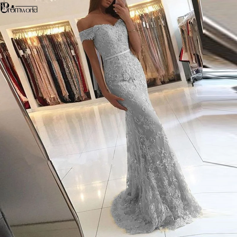 Серый 2021 Выпускные платья с v образным вырезом открытыми плечами платье силуэта