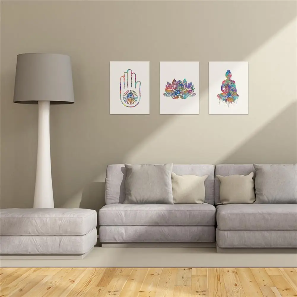 Современный стиль акварельные с Буддой в форме лотоса декоративная живопись без