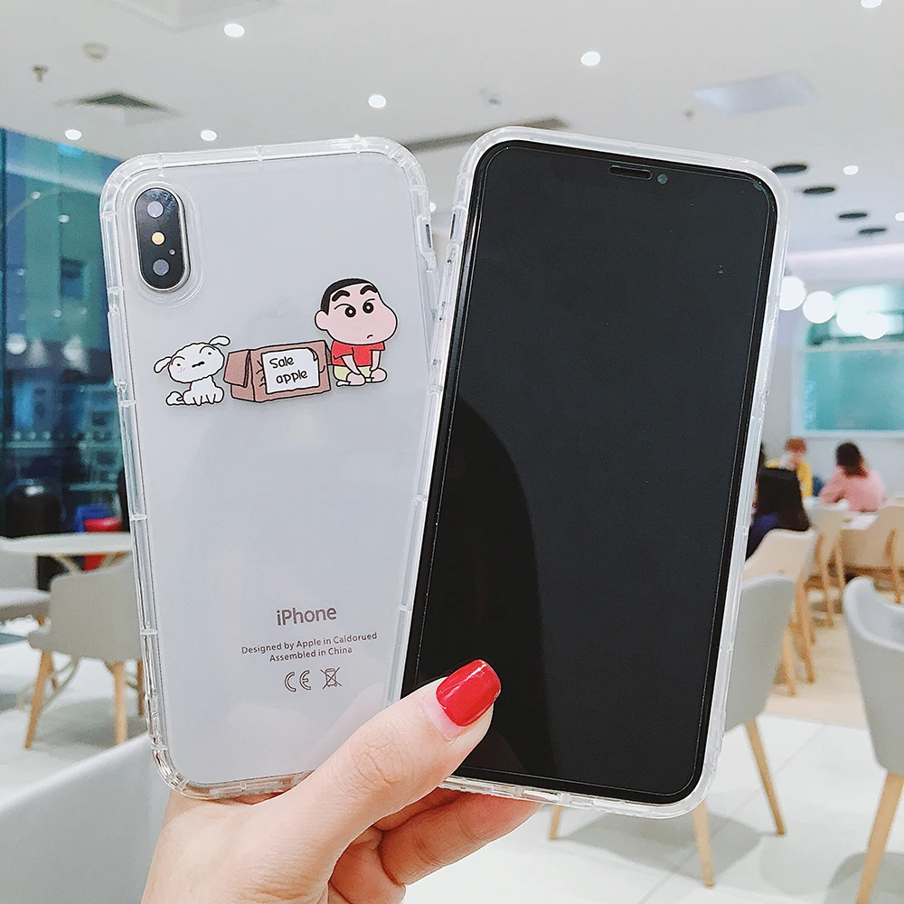 Мультяшный чехол для телефона Crayon Shin-chan с оригинальным логотипом Мягкий чехол из ТПУ для iPhone 6 6s 7 8 Plus X XS XR XSMax 11 Pro Max