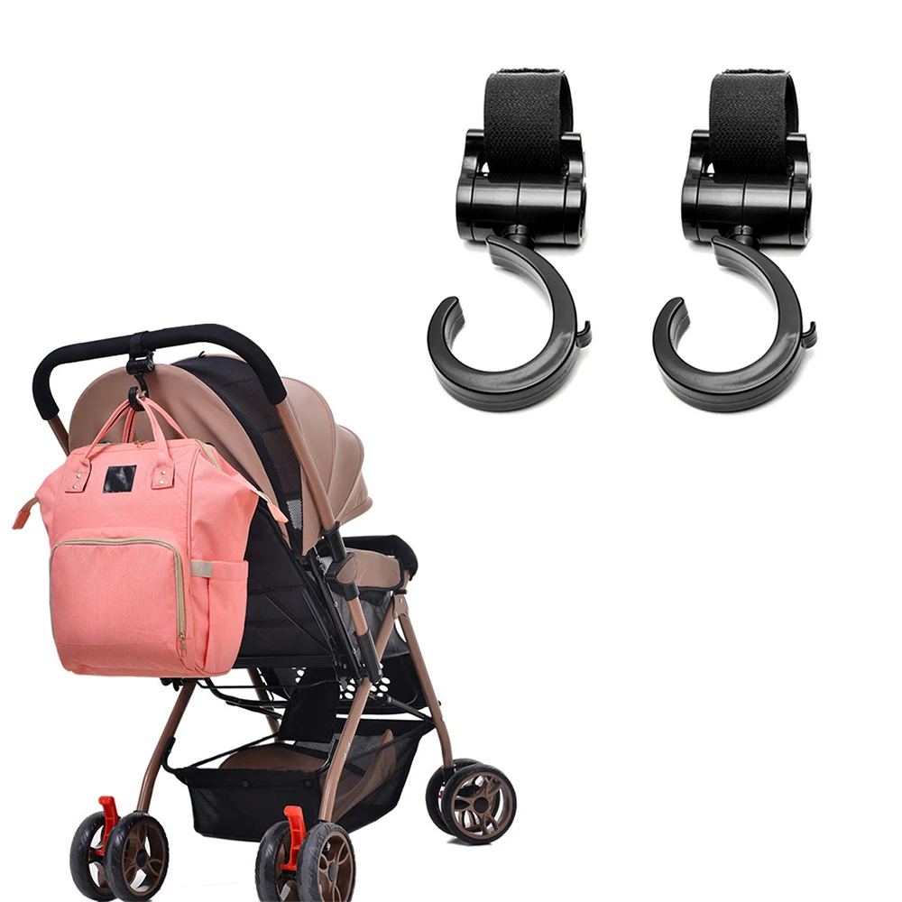 

2 PCS/LOT Baby Stroller Hook Multifunction Baby Stroller Black Plastic Diaper Bag Hanging Accessories Pram Rotate 360 Cart Hook
