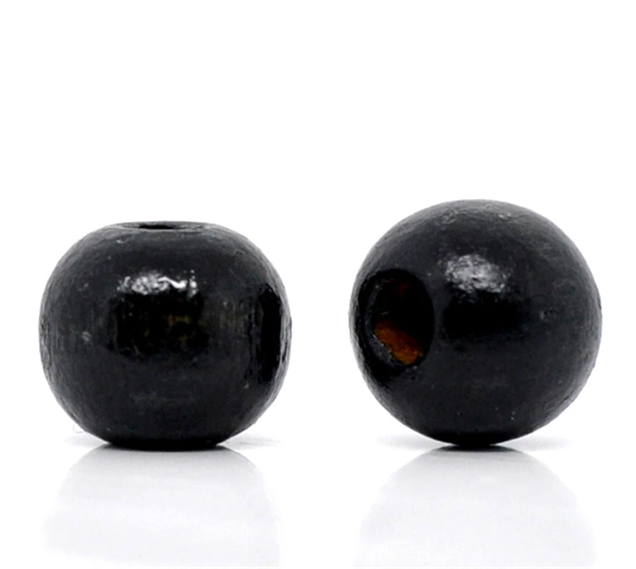 DoreenBeads 200 черные окрашенные Круглые деревянные бусины 10x9 мм (B11031) yiwu|beaded mittens|bead