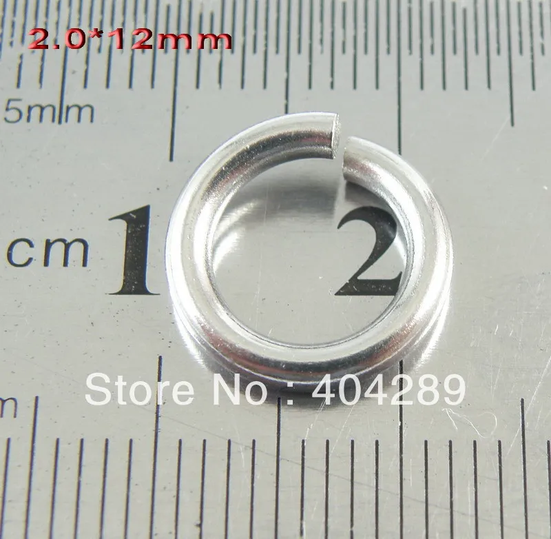 Wholesale 1000pcs 2.0*12mm 316L Stainless Steel DIY Jump Rings,Lobster Clasp Split Rings Jewelry Finding