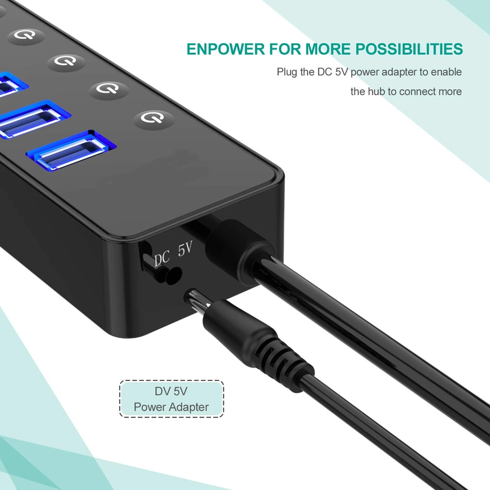 USB 3 0 разветвитель с 7 портами и портом|7 ports|usb splitterhub 3.0 |