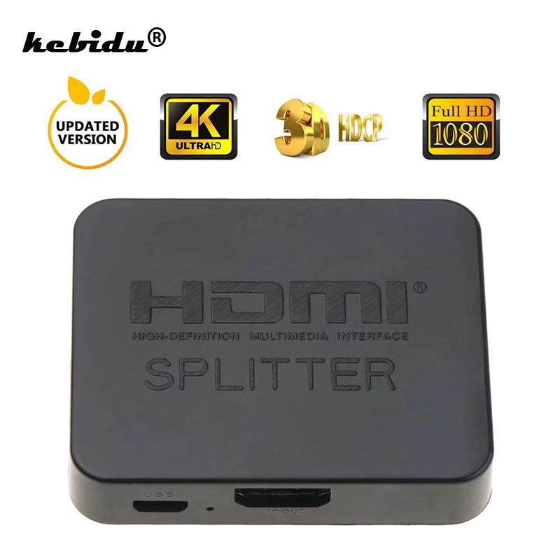 Kebidu новый коммутатор совместимый с HDMI Full HD 1080p HDCP 4K разделение 1x2 1 вход усилитель