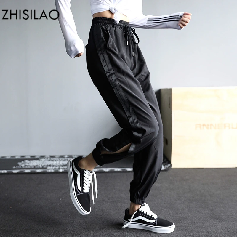 Zisilao женские брюки, женские брюки для фитнеса, быстросохнущая спортивная одежда, свободные шаровары, женские брюки, повседневные черные брюки