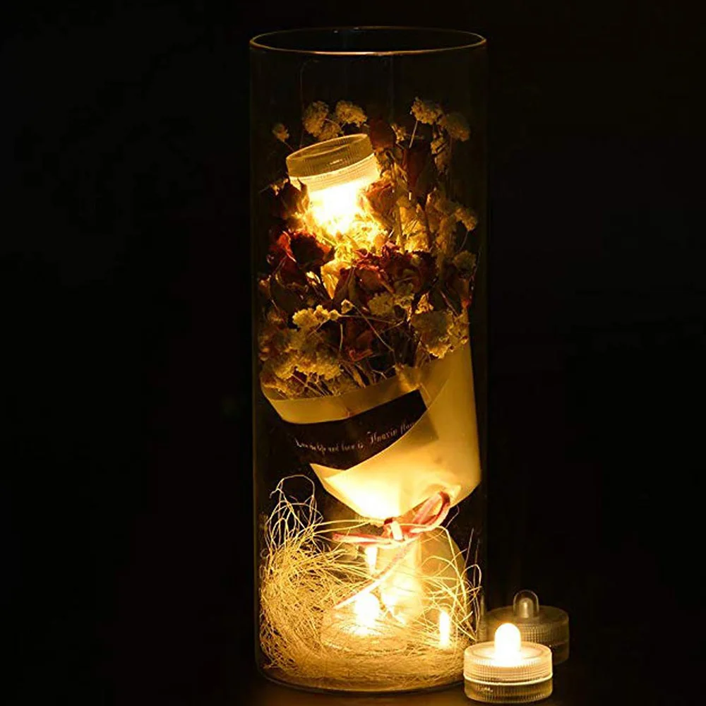 

1Pcs Waterproof Wedding Underwater LED Tealight Submersible LED Candle Lights for Vase Floral Xmas Holidays Home Decor Lighting