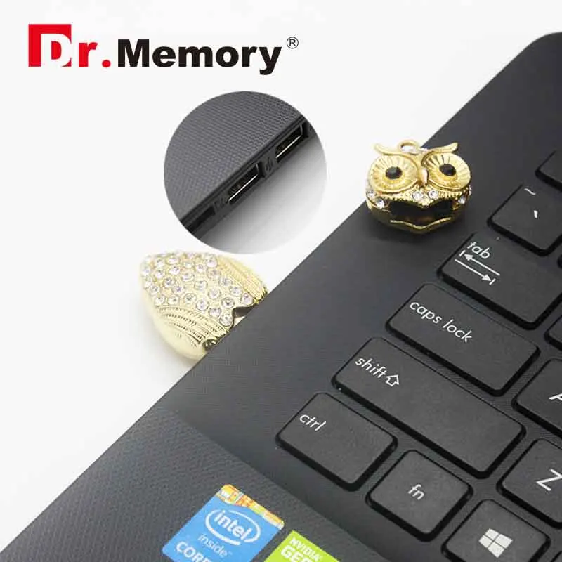 Роскошный Сова Металл USB2.0 флеш-Накопители Мультфильм USB карта памяти U диск 4 ГБ 8 ГБ 16 ГБ 32 ГБ флеш-накопитель с кристаллами персонализированный флэш-накопитель