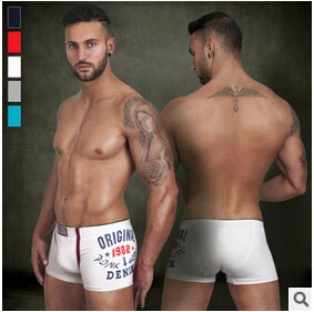 Мужские трусы боксеры Однотонные из чистого хлопка с принтом в виде пакетов мышц