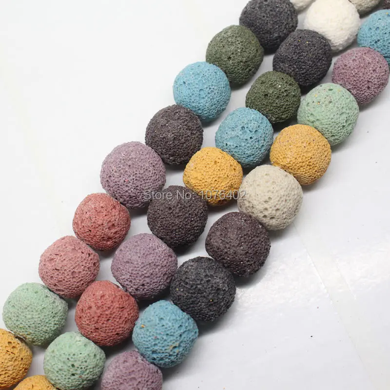 

Mini. order is $7!14mm Multicolor Volcanic Lava Stone Round Loose Beads 15"