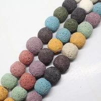 mini order is 714mm multicolor volcanic lava stone round loose beads 15