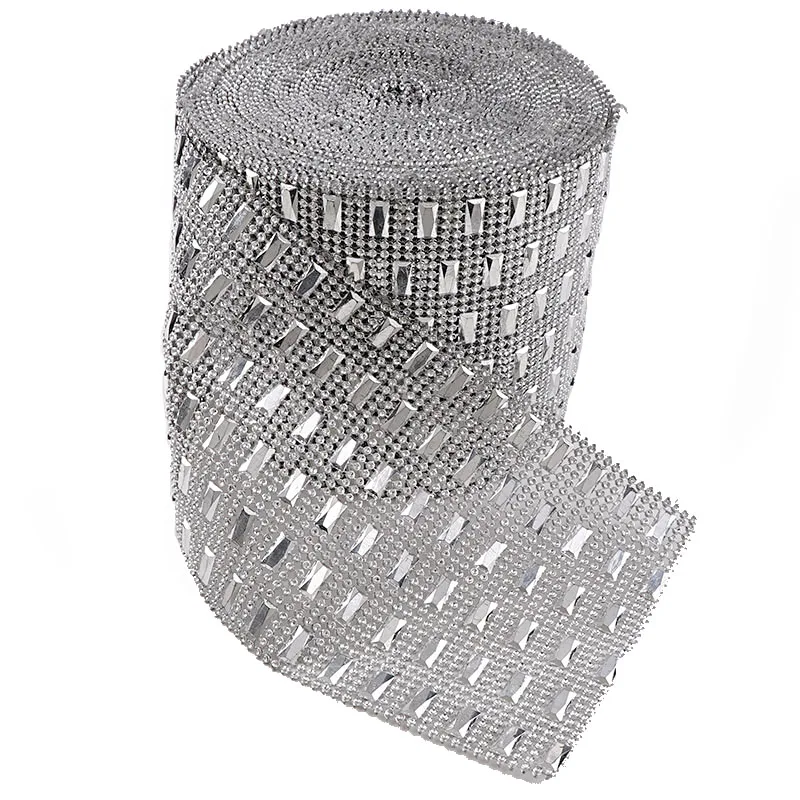 

10 Yards 6 Rows 12*5mm Rhinestone Mesh Trim ( Without Rhinestone ) Silver Plastic Sew On For DIY Craft Jewelry Decoration
