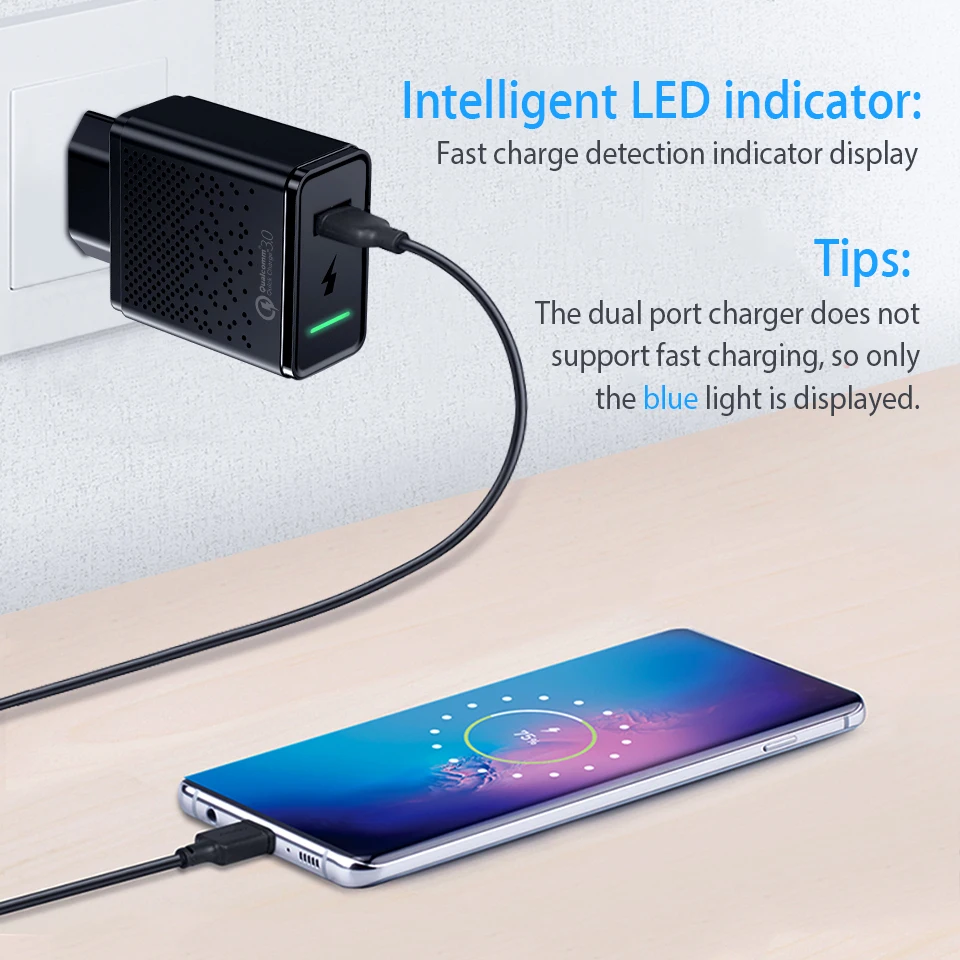 18 Вт Быстрая быстрая зарядка QC 3 0 Usb настенное зарядное устройство для мобильных