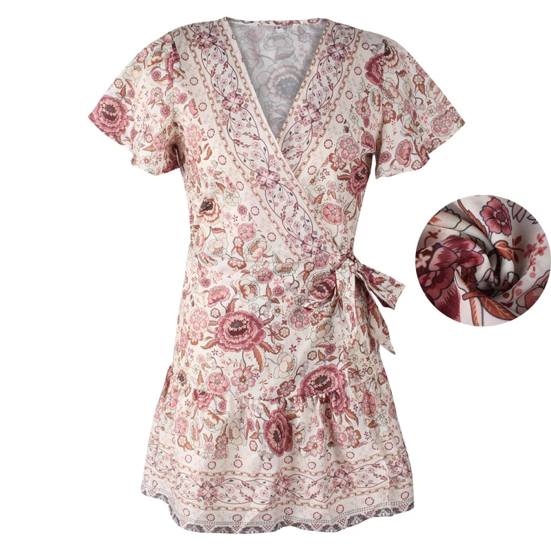 Женское пляжное платье Missufe повседневное с коротким рукавом v-образным вырезом и