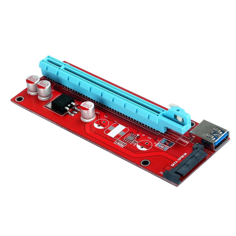 10 шт. Новинка красный VER007S PCI Express Riser Card 1x до 16x E extender 60 см USB 3 0 кабель 15Pin SATA для BTC