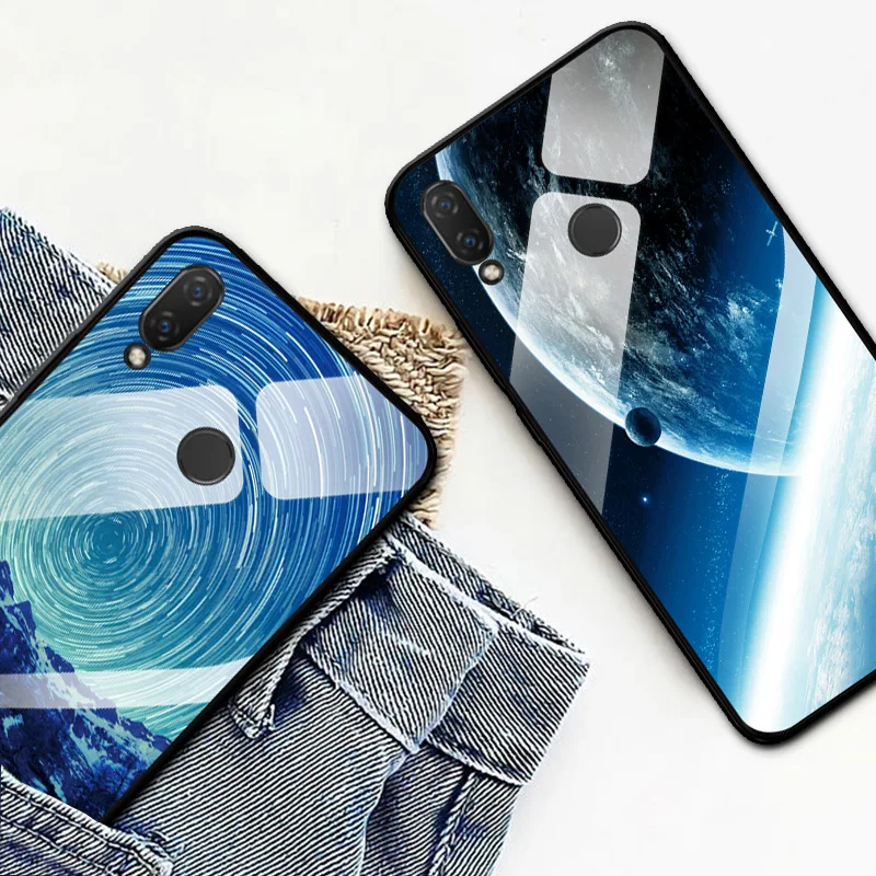 Цветной чехол из закаленного стекла с планетой для huawei Honor 8C 8s 8x 8a задний бампер 8X