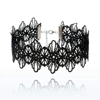 Колье ожерелье чёрный кружевной бархатный полосы женский воротник вечерние