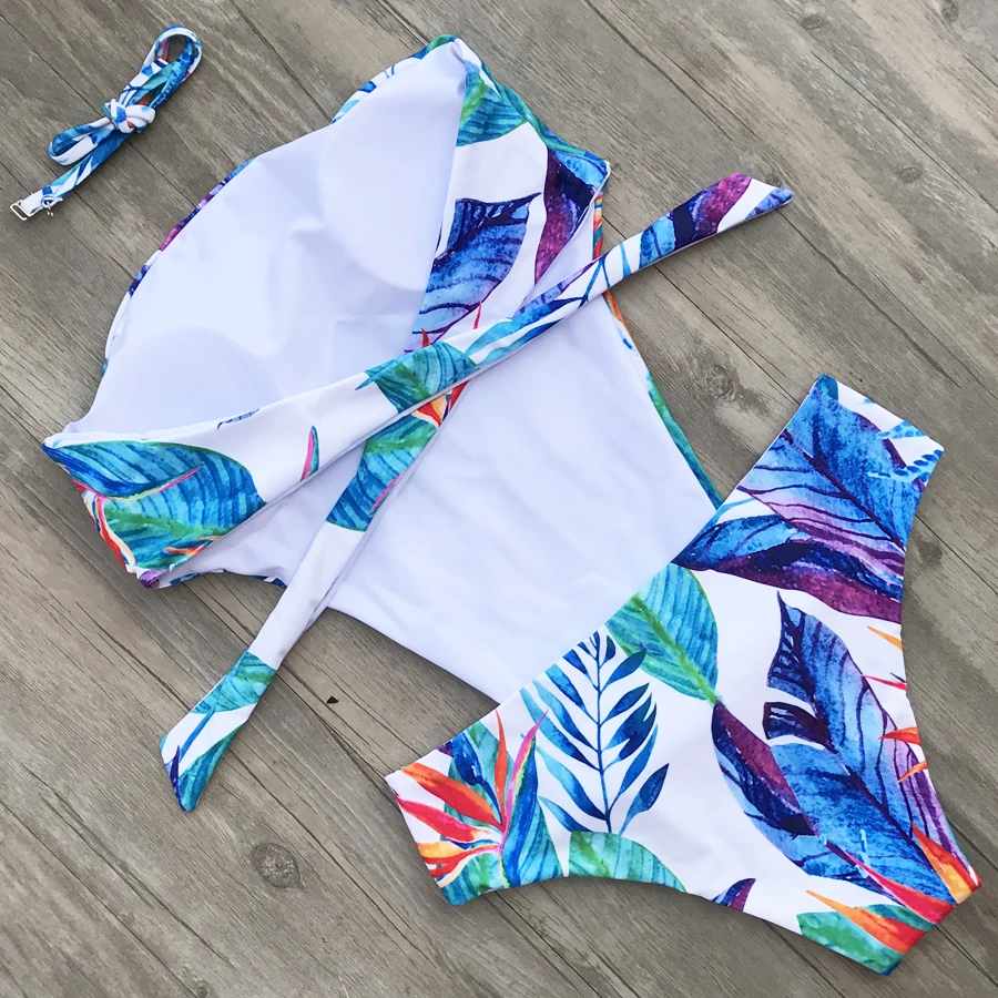 ZMTREE купальник с принтом птиц бандажный Цельный женское сексуальное боди-бандо