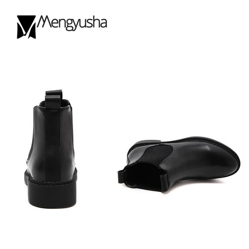 Женские ботинки челси с круглым носком из искусственной кожи на низком каблуке