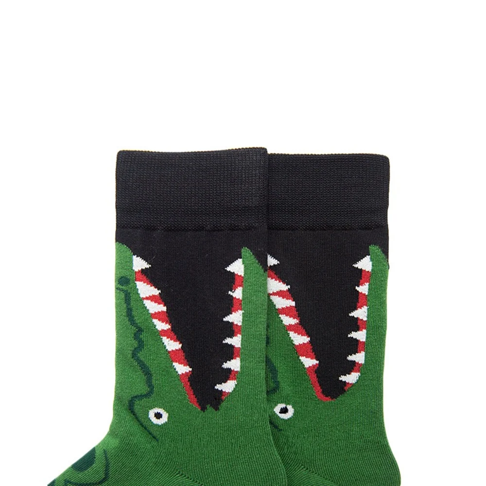 Мужские носки женские милые Мультяшные зеленые крокодиловые Модные уличные с