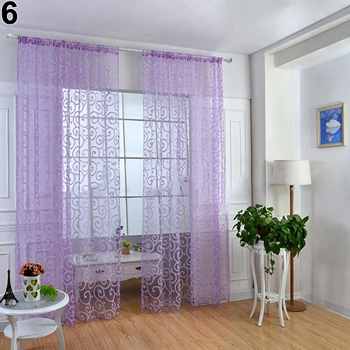 Romantic Floral Vine Voile Tulle Door Window Curtain Fabrics Organza Sheer Panel Treatment Drop Shipping | Дом и сад