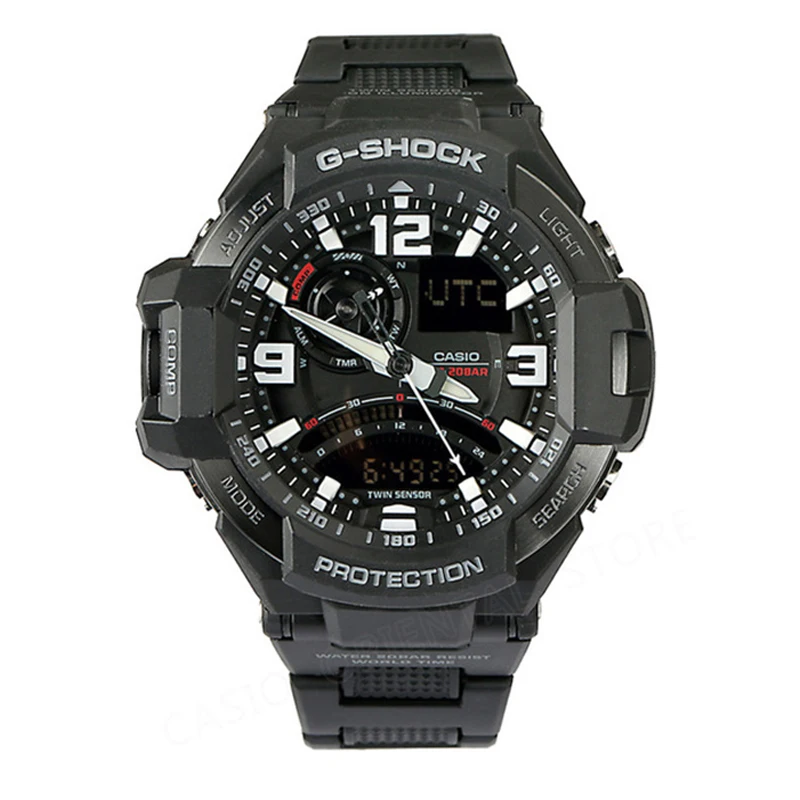 Оптическими зумом Casio G SHOCK часы Для мужчин двойной Дисплей Наручные календарь