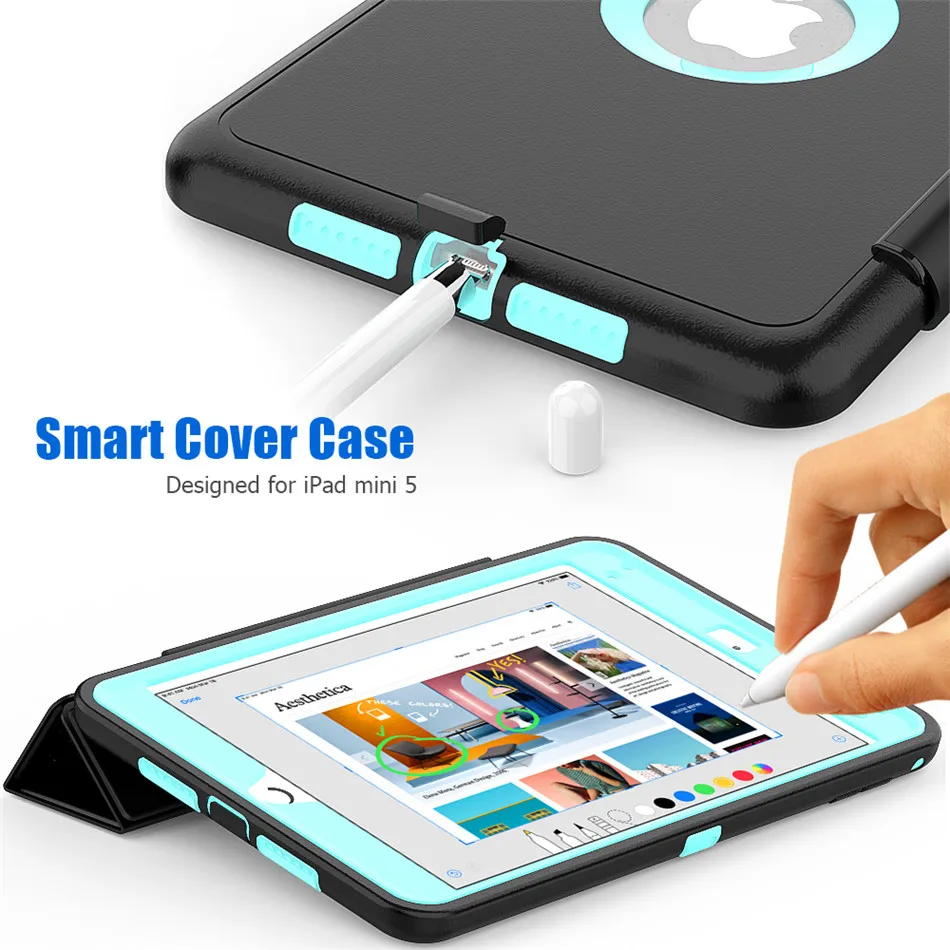 Чехол для iPad mini5 mini 5 2019 дюйма умный чехол с держателем карандашей Силиконовый