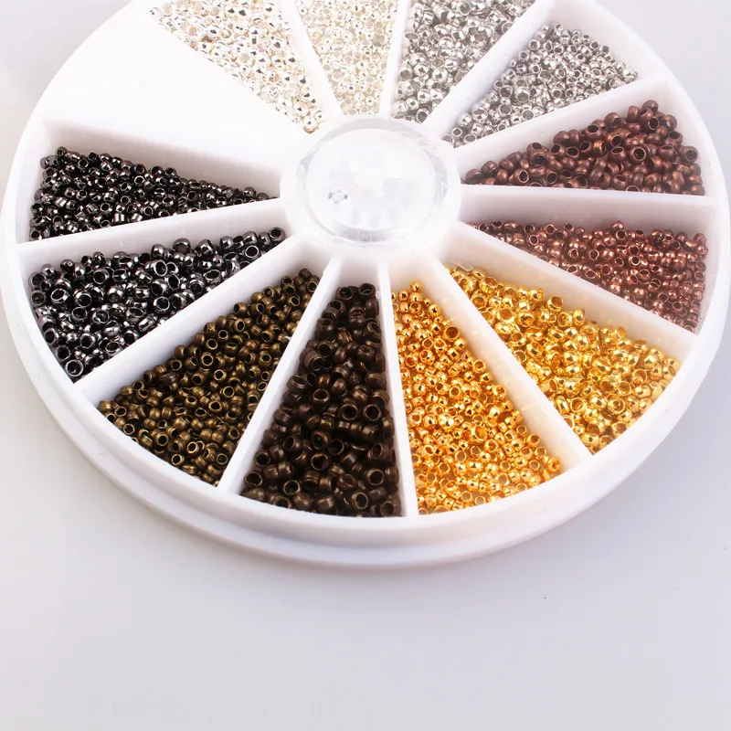 3000Pcs 1.5mm 2.0mm Mixed Brass Crimp End Beads Metal Beads Smooth Ball End Caps For DIY Jewelry Making