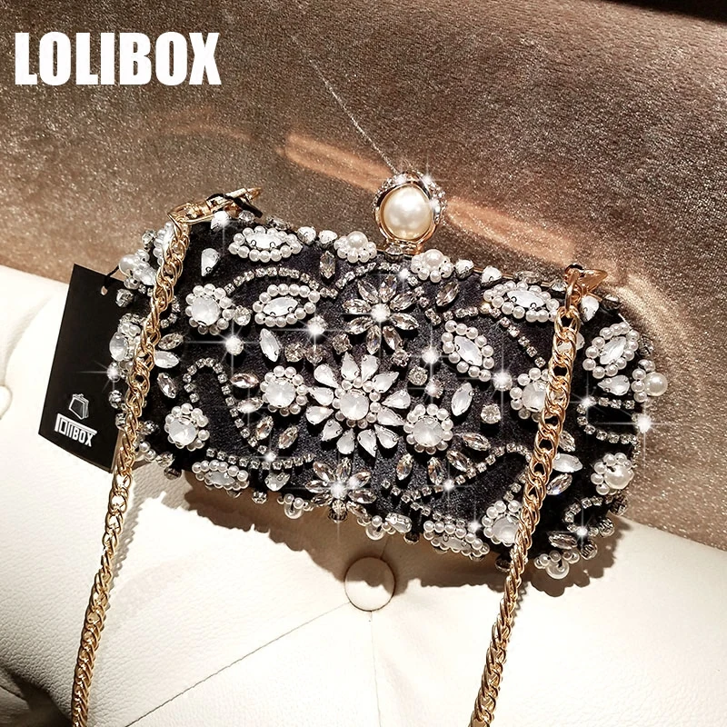 LOLIBOX Женская вечерняя сумка-клатч кошачий глаз бриллиантовый цветок жемчужная