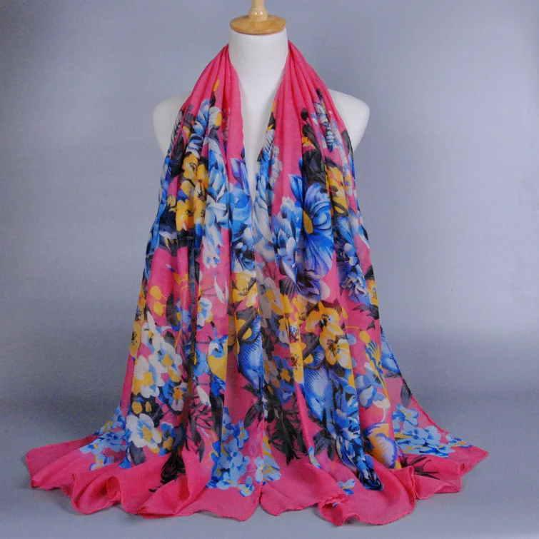 Оптовая женщин printe цветочный мода популярные долго вискоза вуаль wrap хлопок